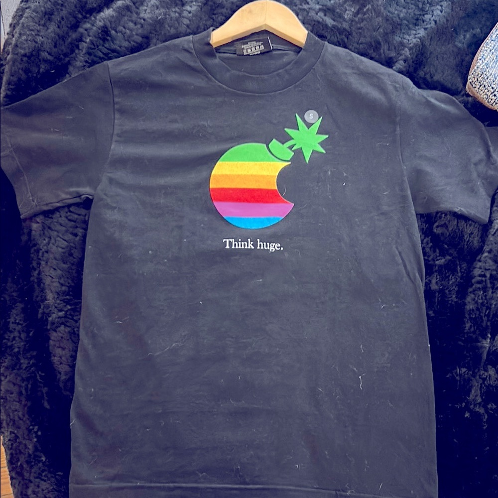 The Hundreds Black T-Shirt with Rainbow Graphic, unisex, small
